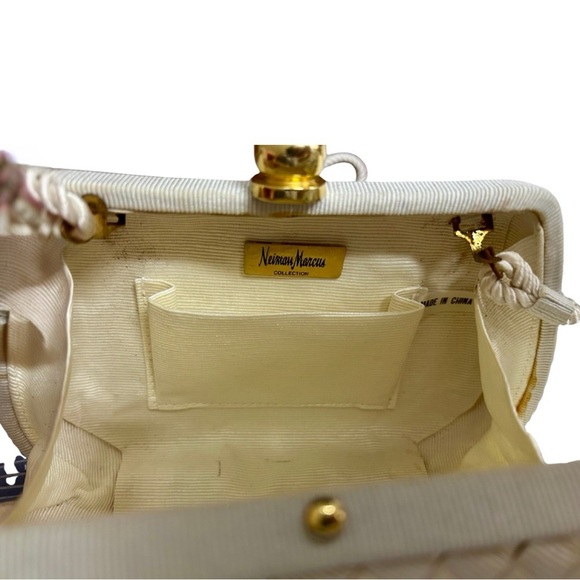 Vintage Neiman Marcus Gold Satin Evening Bag with Rope Strap - Picture 6 of 7